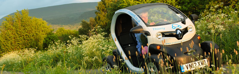 Eco Twizy hire in the Brecon Beacons and mid Wales